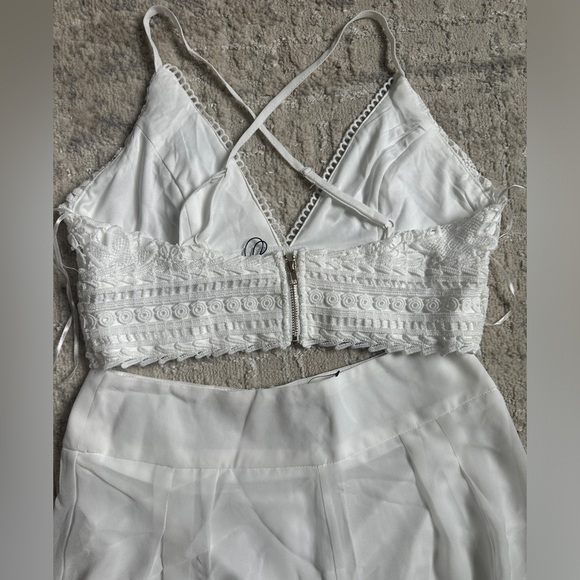 Gorgeous two piece pant set white bridal vacation summer NWT sz M - Picture 8 of 8